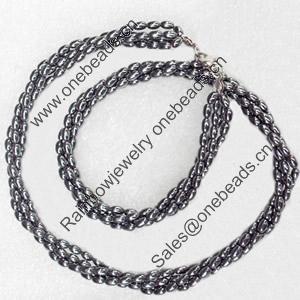 Non-Magnetic Hematite Necklace，3x5mm, Lengh Approx:17.7 Inch, Sold by Strand