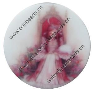 Acrylic Cabochons, No-Hole Jewelry findings, 34mm, Sold by PC