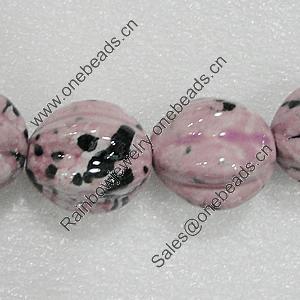 Ceramics Beads, Fluted Oval 27x25mm Hole:3.5mm, Sold by Bag