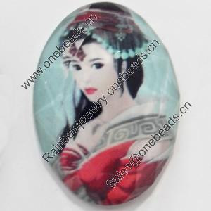 Resin Faceted Cabochons, No-Hole Jewelry findings, 40x55mm, Sold by PC