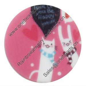 Acrylic Cabochons, No-Hole Jewelry findings, 34mm, Sold by PC