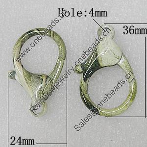 Zinc Alloy Lobster Claw Clasp, 36x24mm Hole:4mm, Sold by Bag