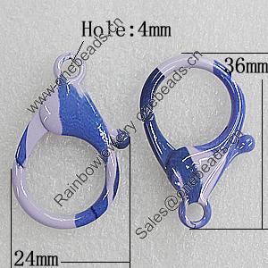 Zinc Alloy Lobster Claw Clasp, 36x24mm Hole:4mm, Sold by Bag