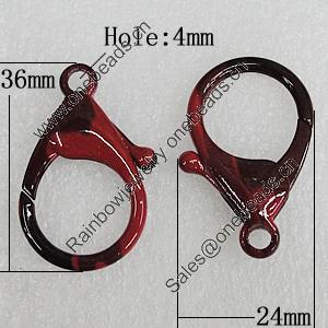 Zinc Alloy Lobster Claw Clasp, 36x24mm Hole:4mm, Sold by Bag