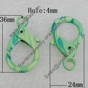 Zinc Alloy Lobster Claw Clasp, 36x24mm Hole:4mm, Sold by Bag