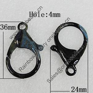 Zinc Alloy Lobster Claw Clasp, 36x24mm Hole:4mm, Sold by Bag