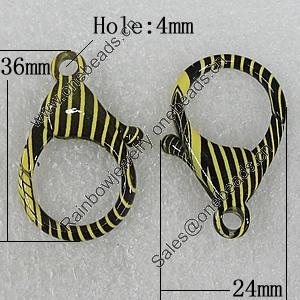 Zinc Alloy Lobster Claw Clasp, 36x24mm Hole:4mm, Sold by Bag