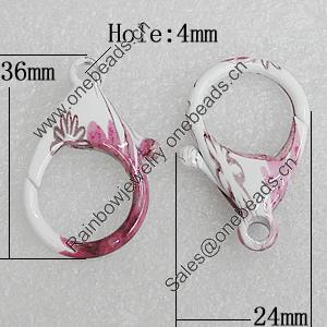Zinc Alloy Lobster Claw Clasp, 36x24mm Hole:4mm, Sold by Bag