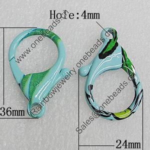 Zinc Alloy Lobster Claw Clasp, 36x24mm Hole:4mm, Sold by Bag