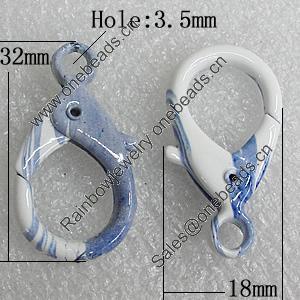 Zinc Alloy Lobster Claw Clasp, 32x18mm Hole:3.5mm, Sold by Bag
