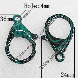 Zinc Alloy Lobster Claw Clasp, 36x24mm Hole:4mm, Sold by Bag