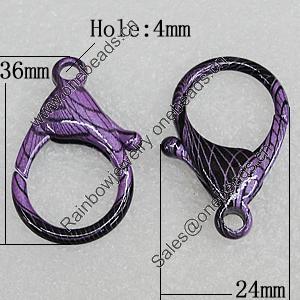 Zinc Alloy Lobster Claw Clasp, 36x24mm Hole:4mm, Sold by Bag