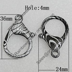 Zinc Alloy Lobster Claw Clasp, 36x24mm Hole:4mm, Sold by Bag