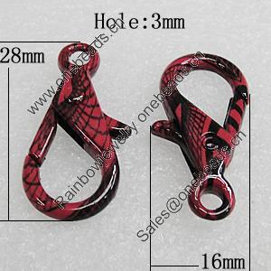 Zinc Alloy Lobster Claw Clasp, 28x16mm Hole:3mm, Sold by Bag