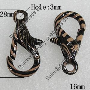 Zinc Alloy Lobster Claw Clasp, 28x16mm Hole:3mm, Sold by Bag