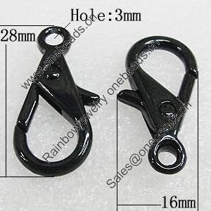 Zinc Alloy Lobster Claw Clasp, 28x16mm Hole:3mm, Sold by Bag