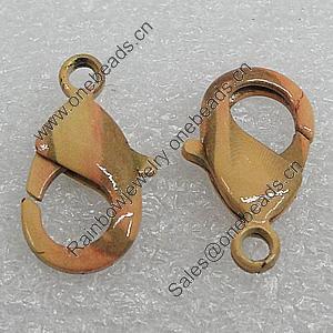 Copper Lobster Claw Clasp, 15x9mm Hole:2mm, Sold by Bag