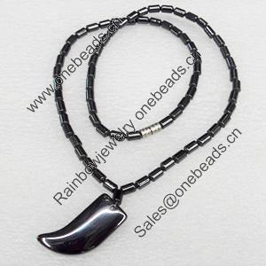 Non-Magnetic Hematite Necklace, Pendant:12x23mm, Lengh Approx:17.7-inch, Sold by Strand