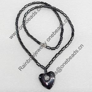 Non-Magnetic Hematite Necklace, Pendant:20mm, Lengh Approx:17.7-inch, Sold by Strand