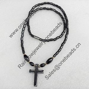 Magnetic Hematite Necklace, Cross:21x33mm, Lengh Approx:17.7-inch, Sold by Strand