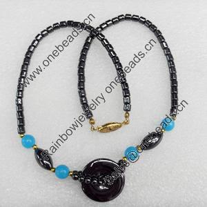 Non-Magnetic Hematite Necklace, Pendant:24mm, Lengh Approx:17.7-inch, Sold by Strand