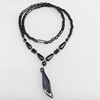 Magnetic Hematite Necklace, Pendant:10x41mm, Lengh Approx:17.7-inch, Sold by Strand