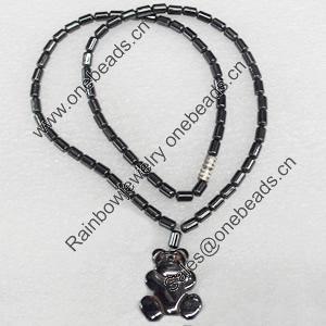 Non-Magnetic Hematite Necklace, Pendant:18x21mm, Lengh Approx:17.7-inch, Sold by Strand