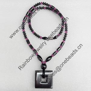Magnetic Hematite Necklace, Pendant:34mm, Lengh Approx:19.7-inch, Sold by Strand