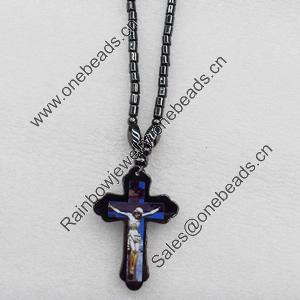 Nonmagnetic Hematite Necklace, Cross:34x50mm, Length Approx:17.7-inch, Sold by Strand