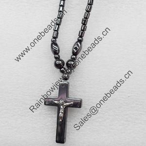 Nonmagnetic Hematite Necklace, Cross:26x43mm, Length Approx:17.7-inch, Sold by Strand