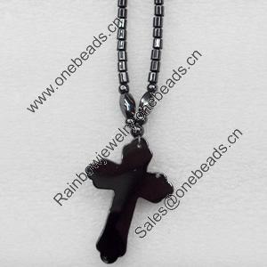 Nonmagnetic Hematite Necklace, Cross:35x51mm, Length Approx:17.7-inch, Sold by Strand