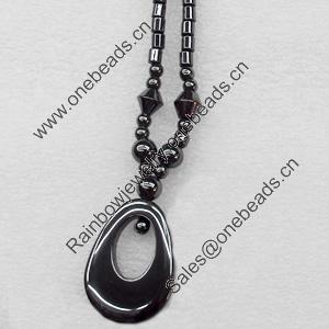 Nonmagnetic Hematite Necklace, Pendant:25x35mm, Length Approx:17.7-inch, Sold by Strand