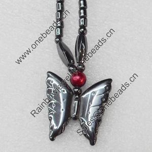 Nonmagnetic Hematite Necklace, Butterfly:32x33mm,Length Approx:17.7-inch, Sold by Strand