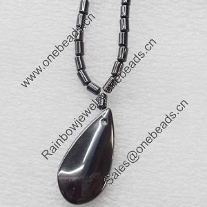 Magnetic Hematite Necklace, Pendant:14x28mm, Length Approx:17.7-inch, Sold by Strand