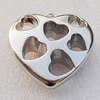 Jewelry findings, CCB Plastic Pendant Platina Plated, Heart 46x45mm Hole:3.5mm, Sold by PC 