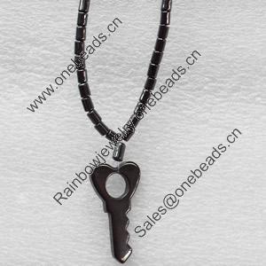 Nonmagnetic Hematite Necklace, Pendant:17x33mm, Length Approx:17.7-inch, Sold by Strand