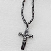 Nonmagnetic Hematite Necklace, Cross:22x35mm, Length Approx:17.7-inch, Sold by Strand