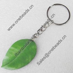 Key Chain, Iron Ring with Wood Charm, Charm width:30mm, Length Approx: 10.5cm, Sold by PC