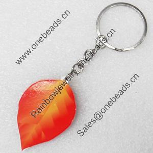 Key Chain, Iron Ring with Wood Charm, Charm width:33mm, Length Approx: 11cm, Sold by PC