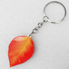 Key Chain, Iron Ring with Wood Charm, Charm width:33mm, Length Approx: 11cm, Sold by PC