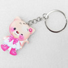 Key Chain, Iron Ring with Wood Charm, Charm width:34mm, Length Approx: 10.5cm, Sold by PC