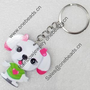 Key Chain, Iron Ring with Wood Charm, Charm width:48mm, Length Approx: 10.5cm, Sold by PC