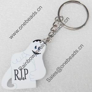 Key Chain, Iron Ring with Wood Charm, Charm width:32mm, Length Approx: 10.5cm, Sold by PC