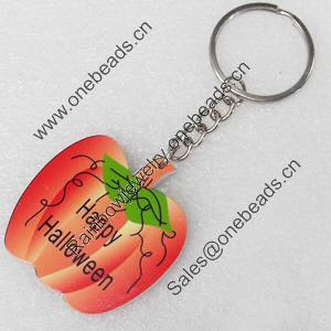 Key Chain, Iron Ring with Wood Charm, Charm width:43mm, Length Approx: 10.5cm, Sold by PC