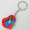 Key Chain, Iron Ring with Wood Charm, Charm width:40mm, Length Approx: 10.5cm, Sold by PC