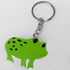 Key Chain, Iron Ring with Wood Charm, Charm width:48mm, Length Approx: 9cm, Sold by PC