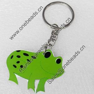 Key Chain, Iron Ring with Wood Charm, Charm width:48mm, Length Approx: 9cm, Sold by PC