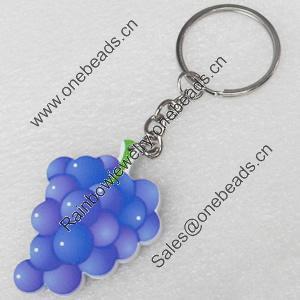 Key Chain, Iron Ring with Wood Charm, Charm width:35mm, Length Approx: 10cm, Sold by PC