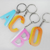 Key Chain, Iron Ring with Wood Charm, Mix Letter, Charm width:37mm, Length Approx: 11cm, Sold by PC