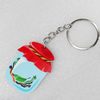 Key Chain, Iron Ring with Wood Charm, Charm width:37mm, Length Approx: 10cm, Sold by PC